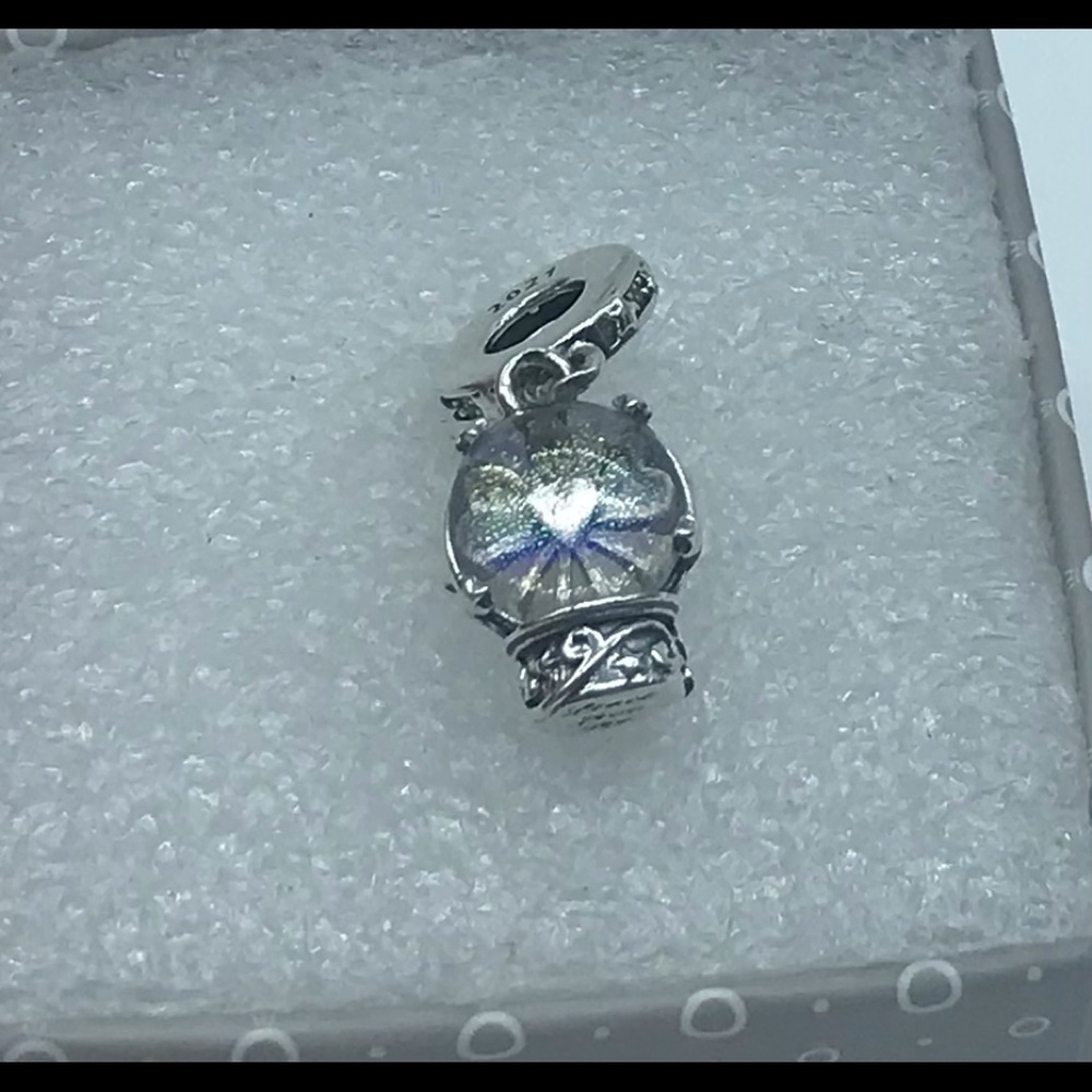 Pandora “ Silver Snow Globe Angel “ Charm  Dangle Pendant  P70-9